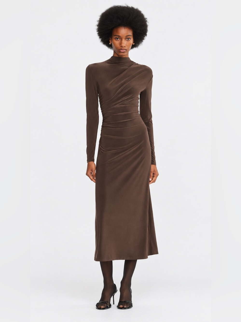 Wilfred Fernanda Ruched Mockneck Long Sleeve Dress – Size M
